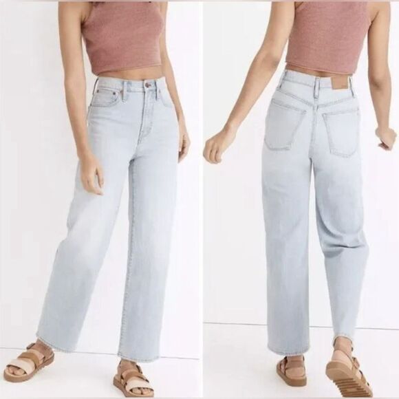 Madewell The Perfect Vintage Wide-Leg Crop Jean in bleached blue Wash. NWT 26 - Picture 2 of 10
